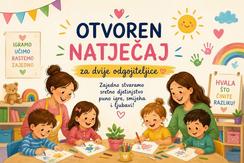 Natječaj na radno mjesto ODGOJITELJ/ICA